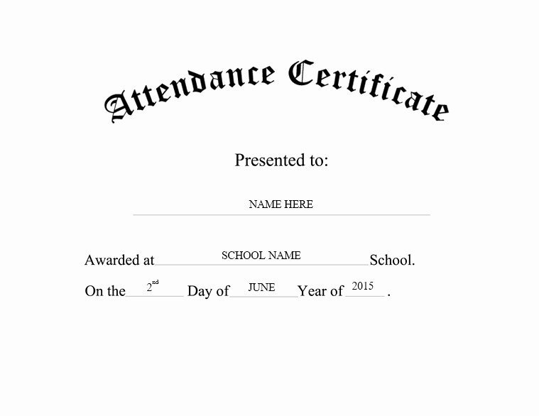 Printable Perfect attendance Certificate Best Of 13 Free Sample Perfect attendance Certificate Templates