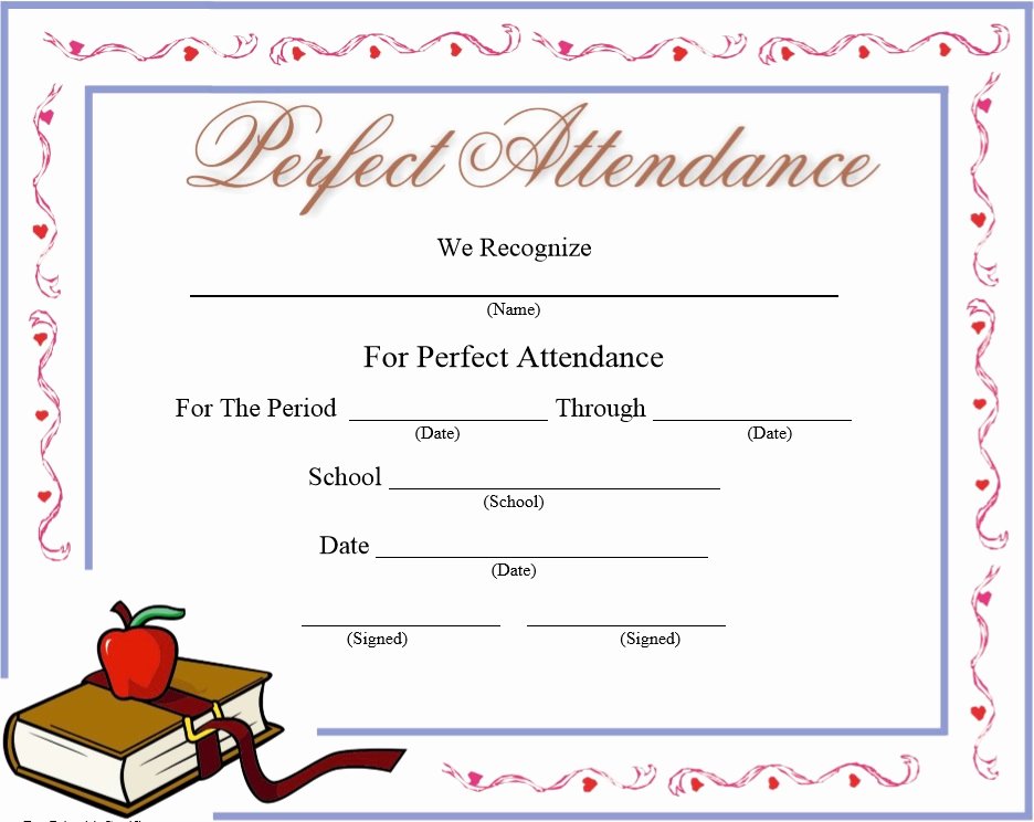 Printable Perfect attendance Certificate New 8 Free Sample attendance Certificate Templates Printable