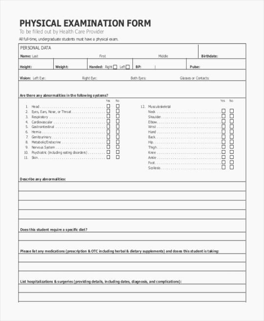 Printable Physical Exam forms Luxury Best Geeky Printable Annual Physical Exam form