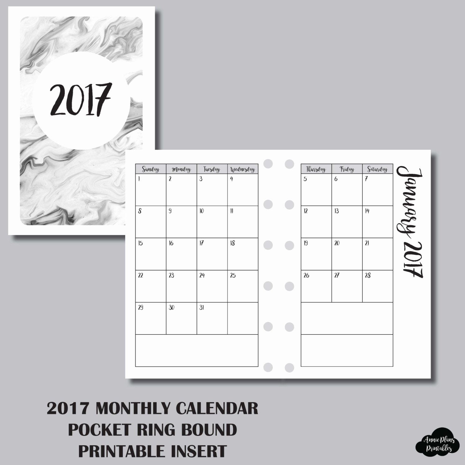 Printable Pocket Monthly Calendar Inspirational 12 Month Calendar Pocket Ring Sized Printable Insert