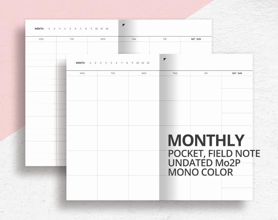 Printable Pocket Monthly Calendar Unique Pocket Field Note Size Monthly Insert Mo2p Printable Undated