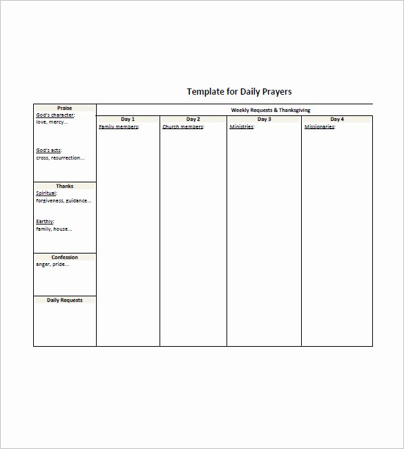 Printable Prayer List Template Awesome Prayer List Template 8 Free Word Excel Pdf format