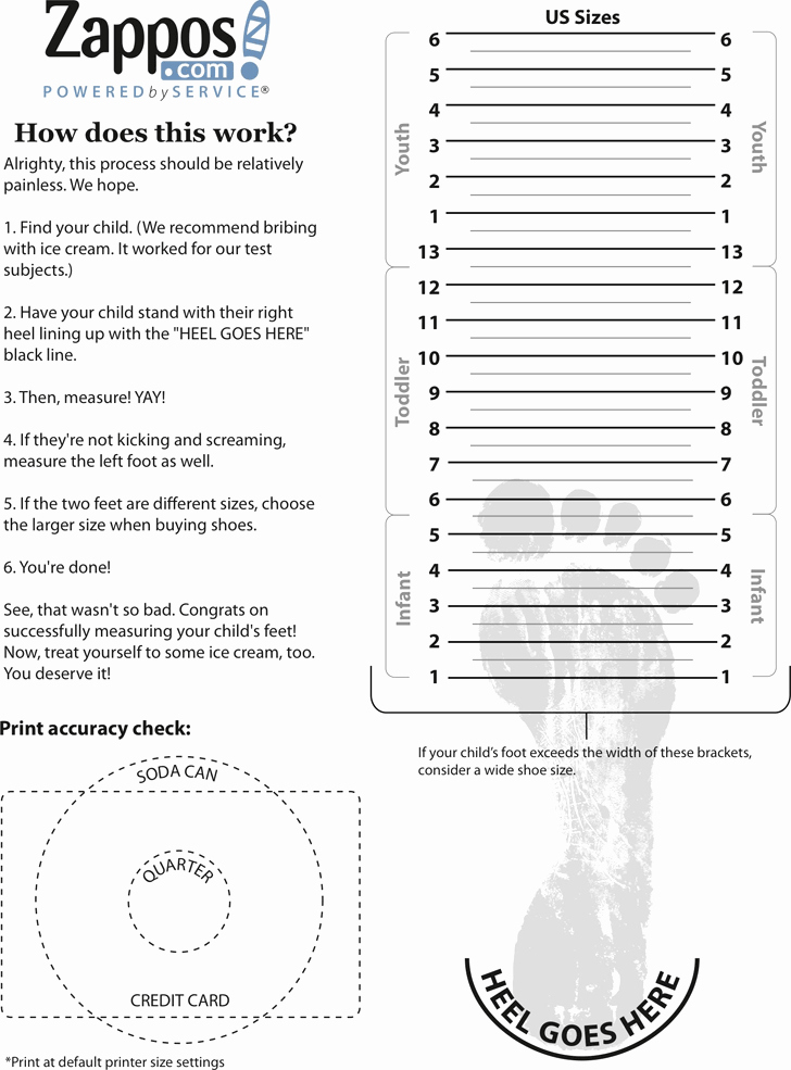 Printable Shoe Size Chart Width Inspirational 28 Of Adult Foot Measurement Template