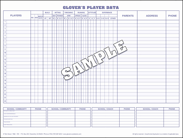 Printable soccer Stat Sheet Lovely Baseball Player Data