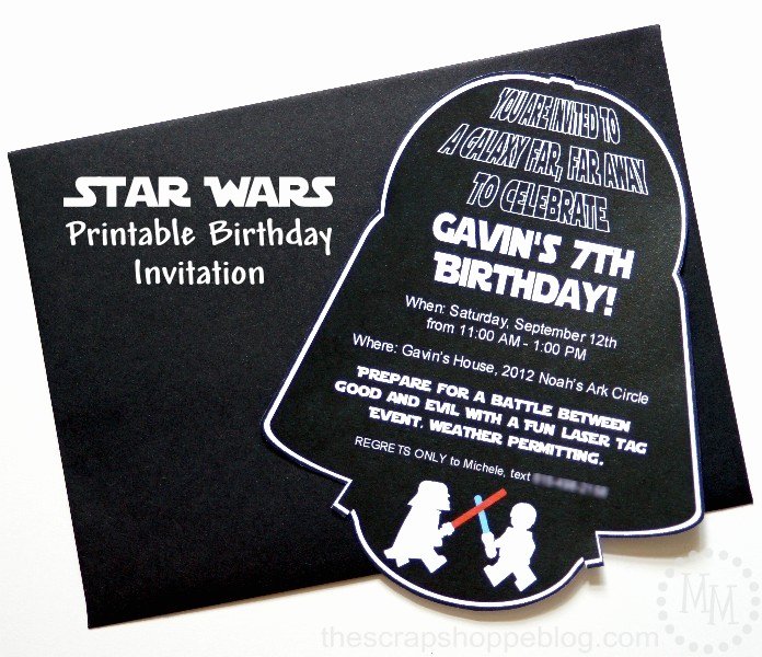 Printable Star Wars Invitation New Star Wars Darth Vader Birthday Invitation the Scrap Shoppe