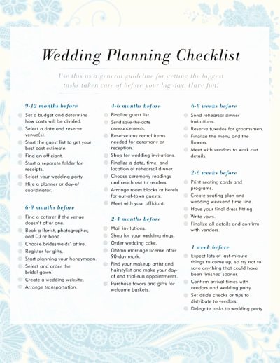 Printable Wedding Checklist Free Lovely Wedding Planning Checklist