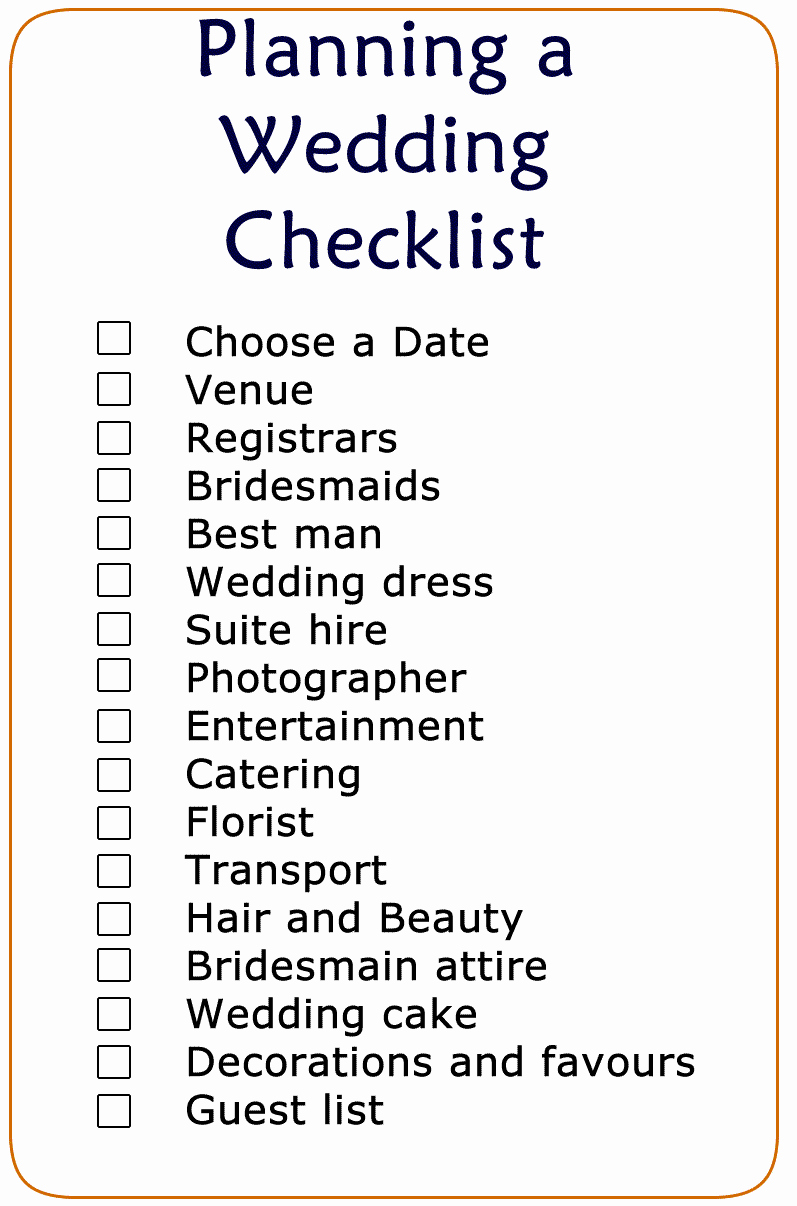Printable Wedding Checklist Free Unique Basic Wedding Checklist Printable
