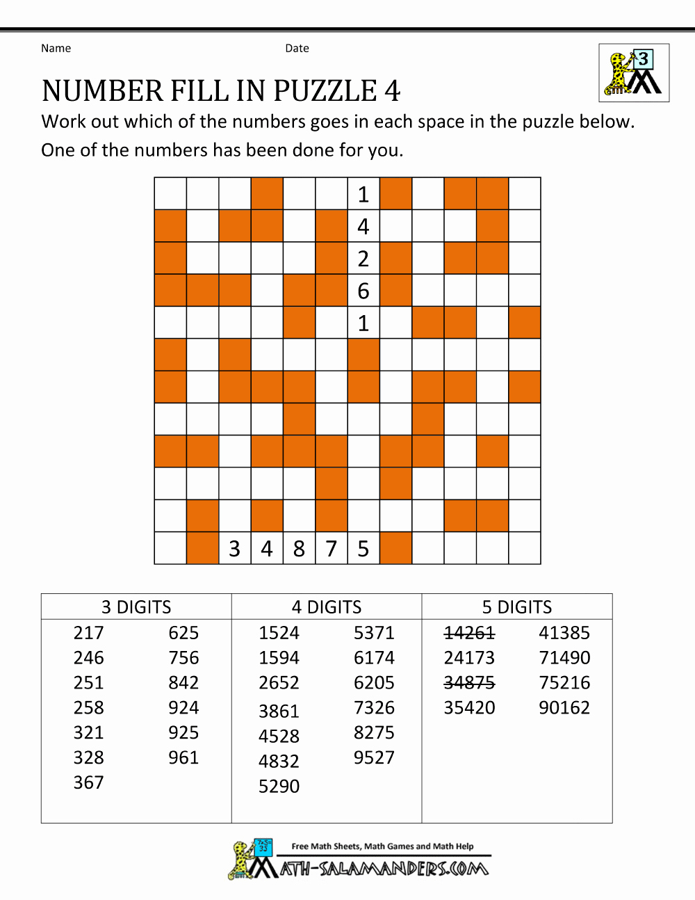 Printable Word Fill In Puzzles Best Of Number Fill In Puzzles