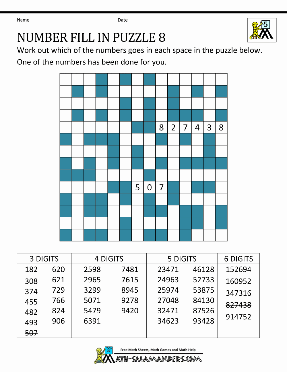 Printable Word Fill In Puzzles Fresh Number Fill In Puzzles