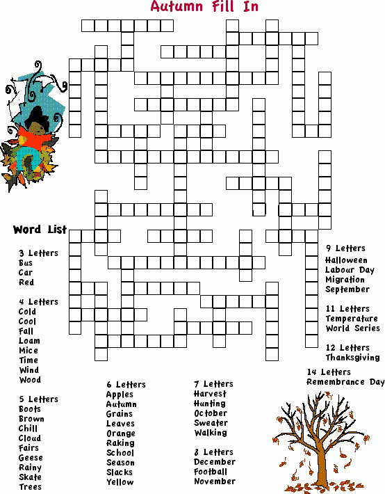 Printable Word Fill In Puzzles Inspirational Autumn Fill In Puzzle