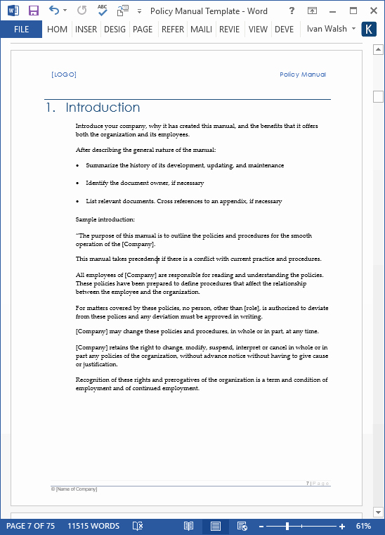 Procedures Template Microsoft Word Inspirational Download Policy &amp; Procedures Manual Templates Ms Word 68