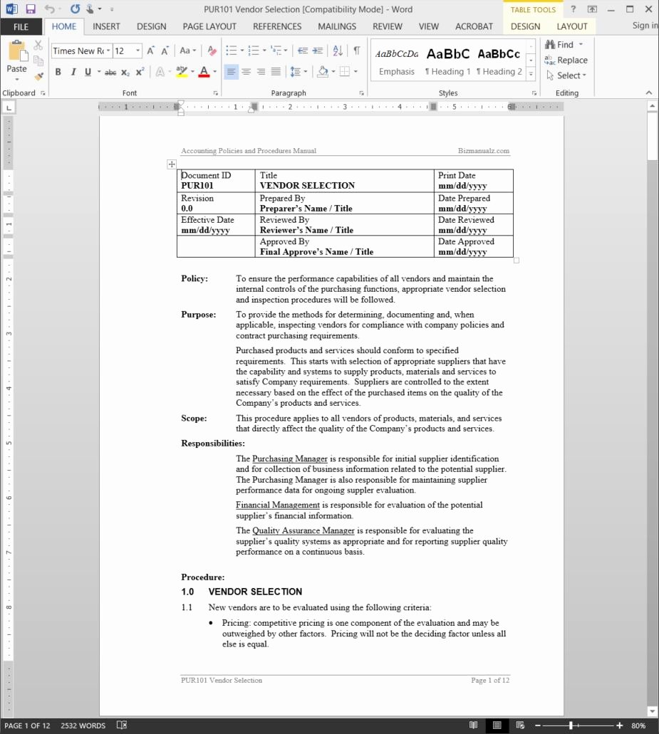 Procedures Template Microsoft Word Unique why Use Microsoft Word Templates for Policies and Procedures