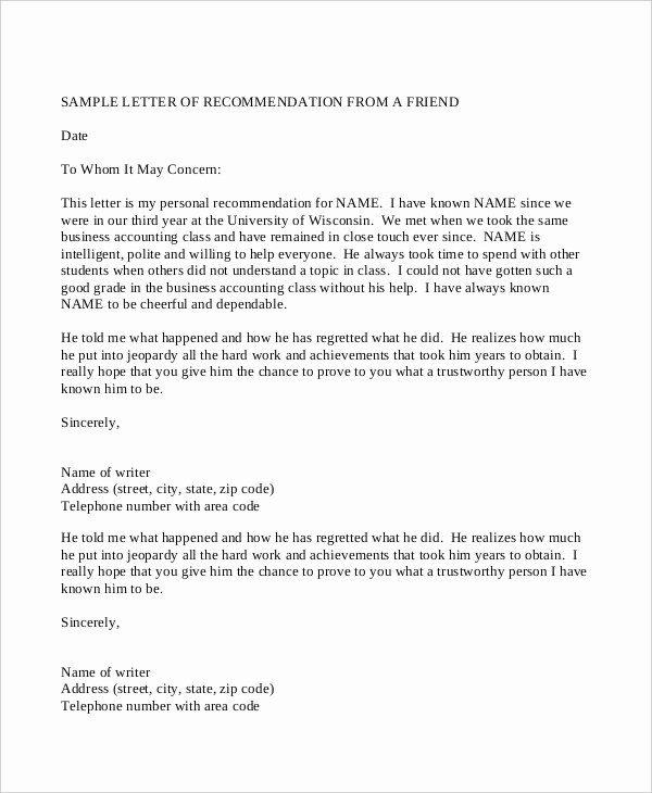 Professional Recommendation Letter Example Unique Professional Reference Letter 12 Free Sample Example