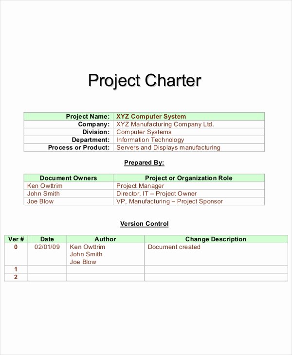 Project Charter Template Word Awesome Project Charter Example
