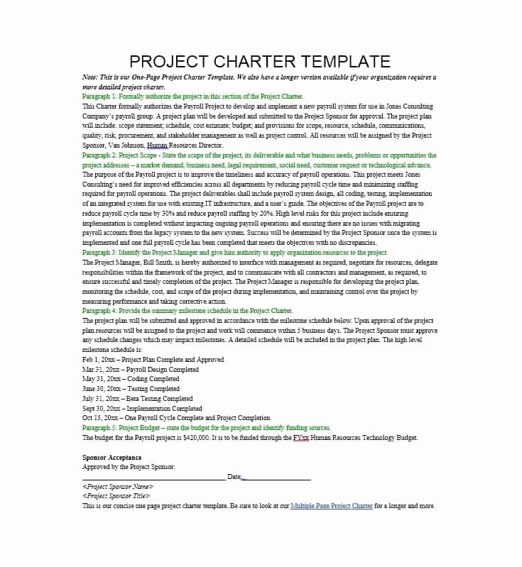 Project Charter Template Word Fresh 40 Project Charter Templates &amp; Samples [excel Word