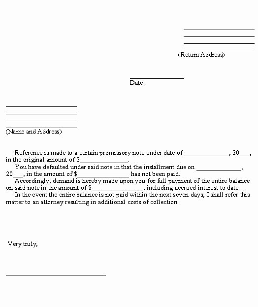 Promissory Note Payoff Letter Best Of Letter Of Default On Promissory Note Template