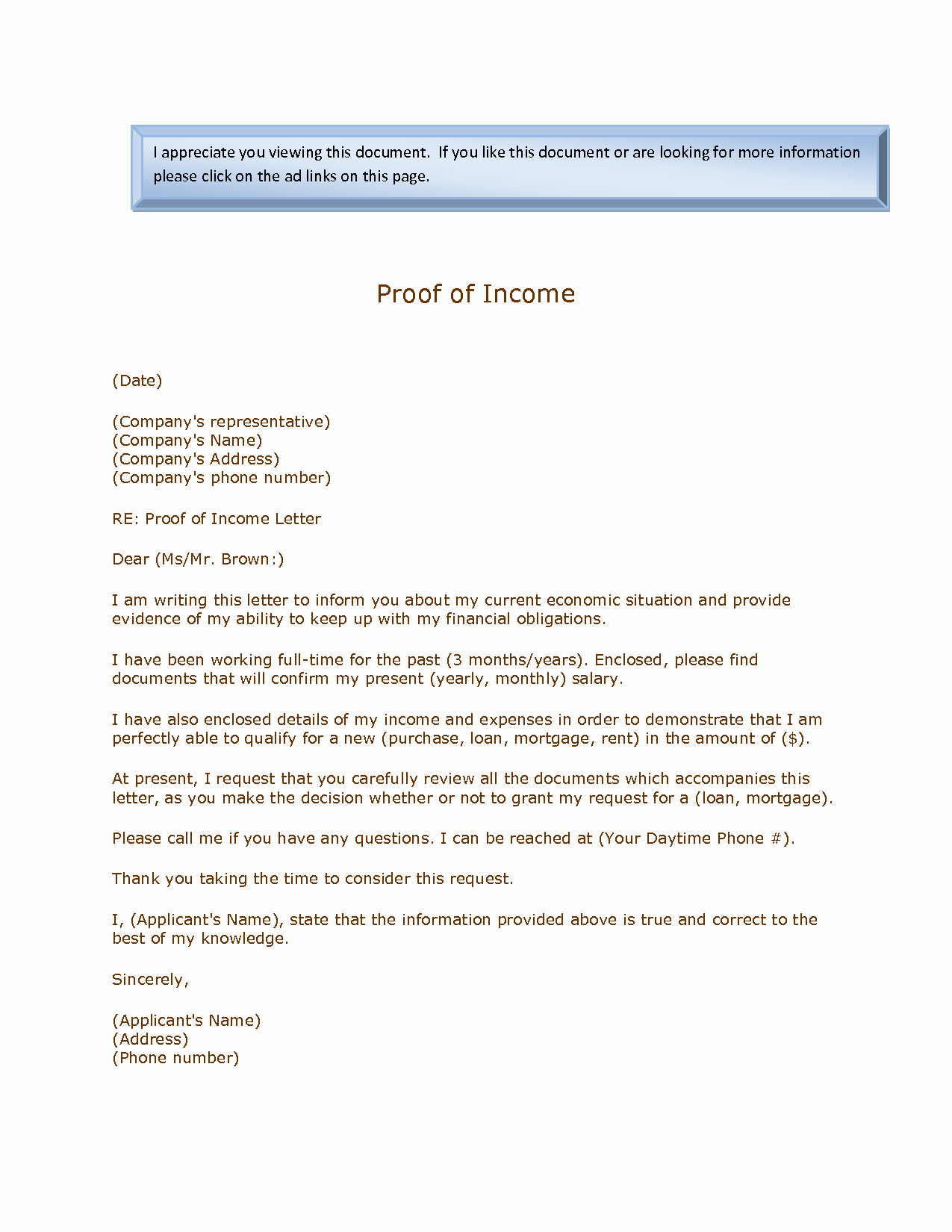 Proof No Income Letter Sample Lovely Print Template Category Page 30 Urlspark