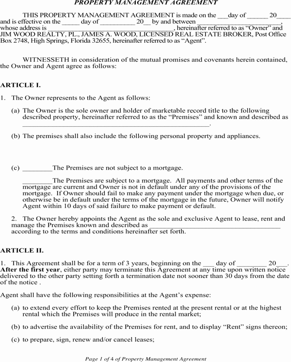 Property Management forms Templates Beautiful Download Property Management Agreement for Free