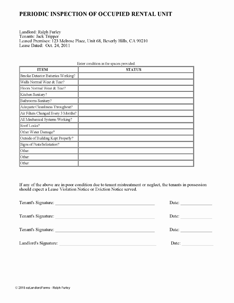 Property Management forms Templates Elegant Periodic Inspection Checklist for Rental Units