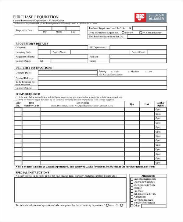Purchase Requisition forms Template Lovely Sample Purchase Requisition forms 8 Free Documents In