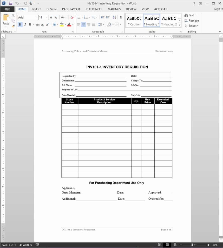 Purchasing Requisition form Templates Fresh Inventory Requisition Template