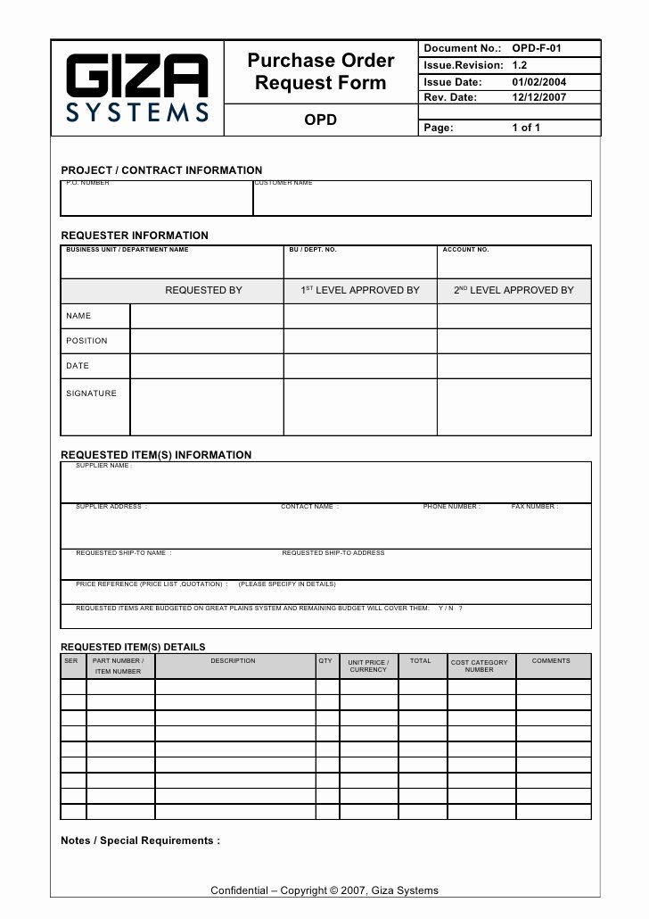 Purchasing Requisition form Templates Lovely Opd F 01 Purchase order Request form V 1 2