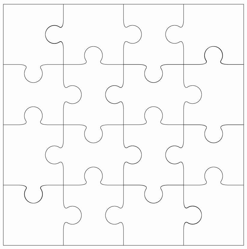 Puzzle Pieces Template for Word Elegant 16 Piece Jigsaw Template Could Be Used for Our Integer