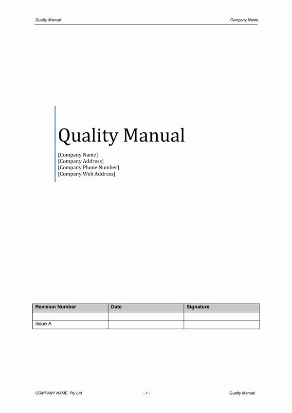 quality manual template