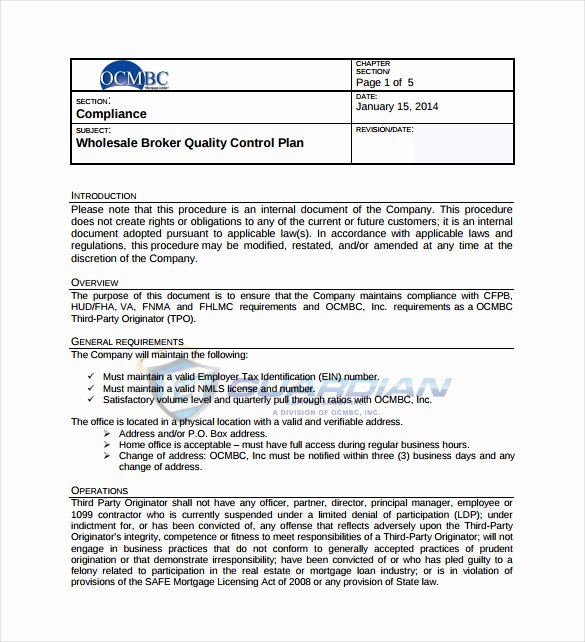 Quality Control Documents Template Inspirational 13 Quality Control Plan Templates Word Pdf Google