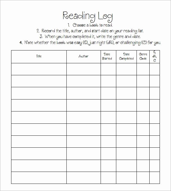 Reading Log Template Middle School Beautiful Reading Log Template