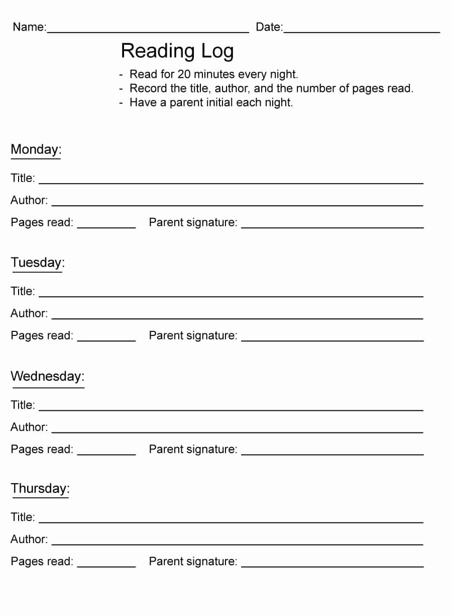 Reading Log Template Middle School Best Of 47 Printable Reading Log Templates for Kids Middle School