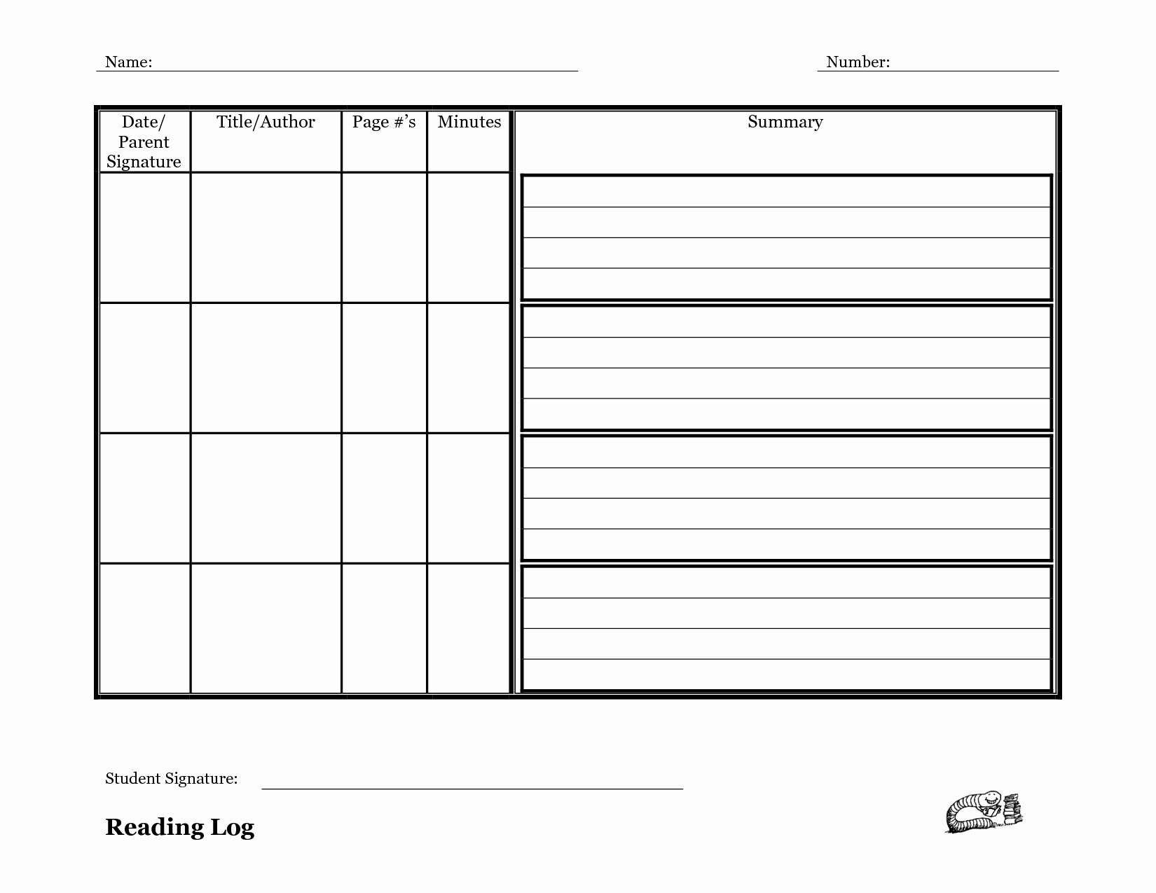 Reading Log Template Middle School Lovely Reading Log Template with Summary Google Search
