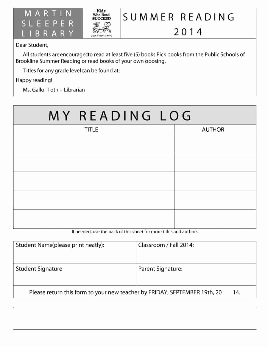 Reading Log Template Middle School Unique 47 Printable Reading Log Templates for Kids Middle School