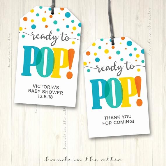 Ready to Pop Template Elegant Baby Shower Labels Ready to Pop T Tags Favor Tags Hang Tags