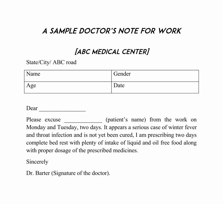 Real Fake Doctors Note Lovely 36 Free Fill In Blank Doctors Note Templates for Work