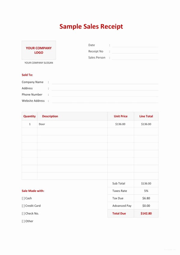 Receipt Of Sale Template New Sales Receipt Template 9 Free Pdf Word Documemts