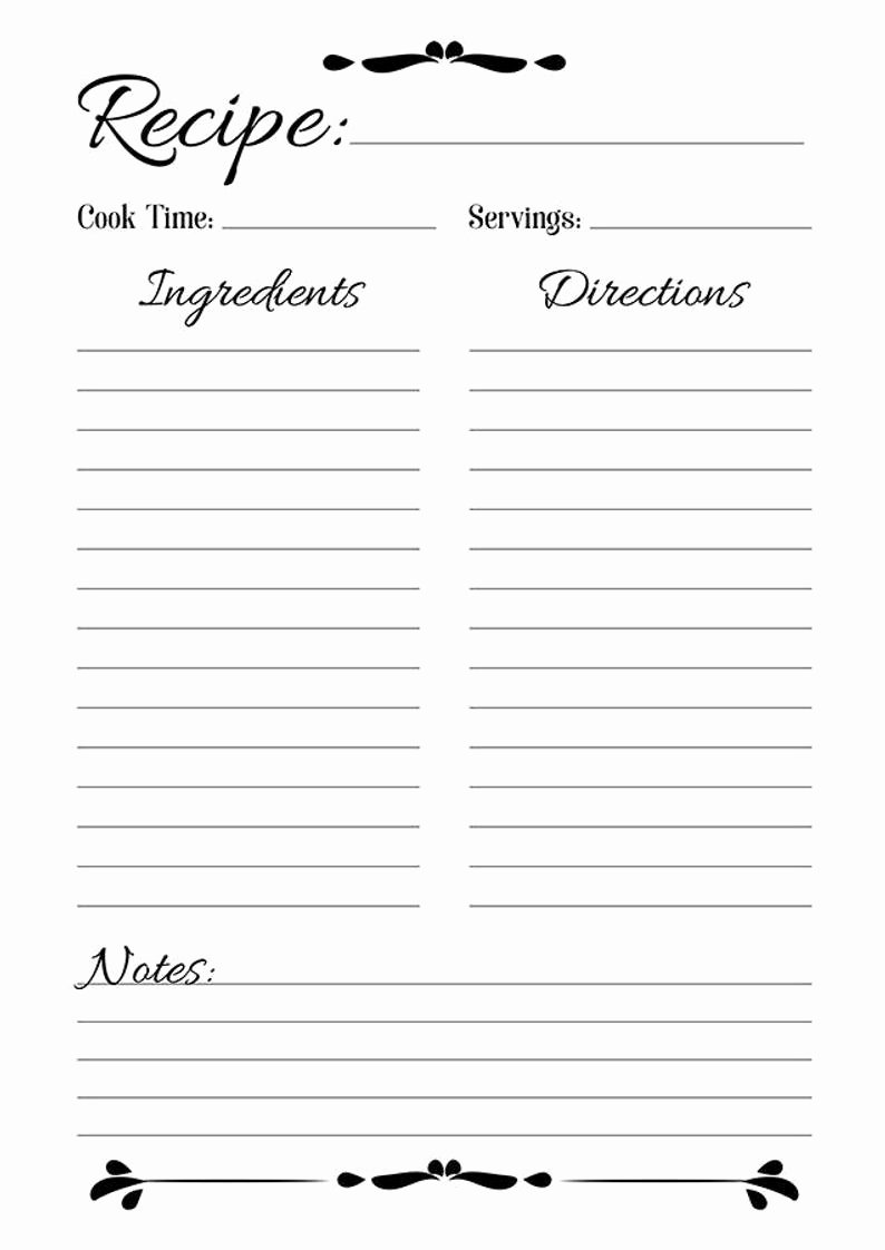 Recipe Book Template Pages New Recipe Sheet Printable Recipe Page Template Blank Recipe