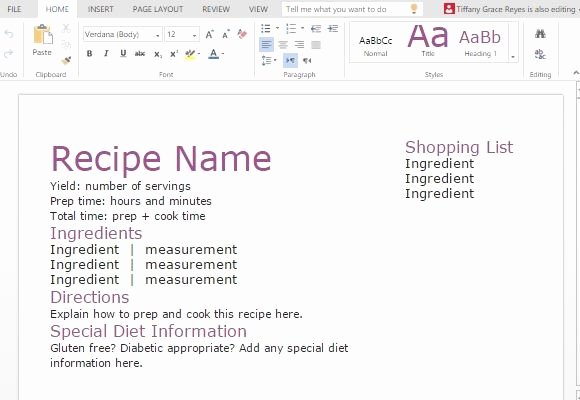 Recipe Templates Microsoft Word Fresh Recipe with Shopping List Template for Word
