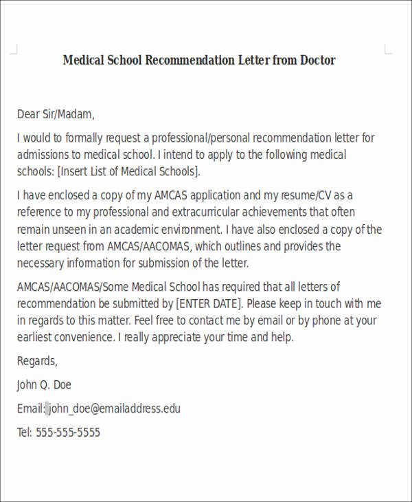 Recommendation Letter for Doctor Awesome 8 Medical School Re Mendation Letter Free Sample