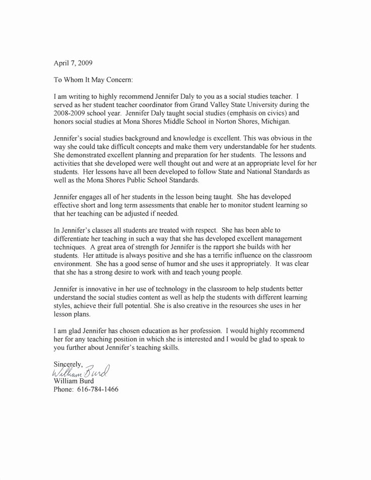 Recommendation Letter format for Student New Student Teacher Re Mendation Letter Examples