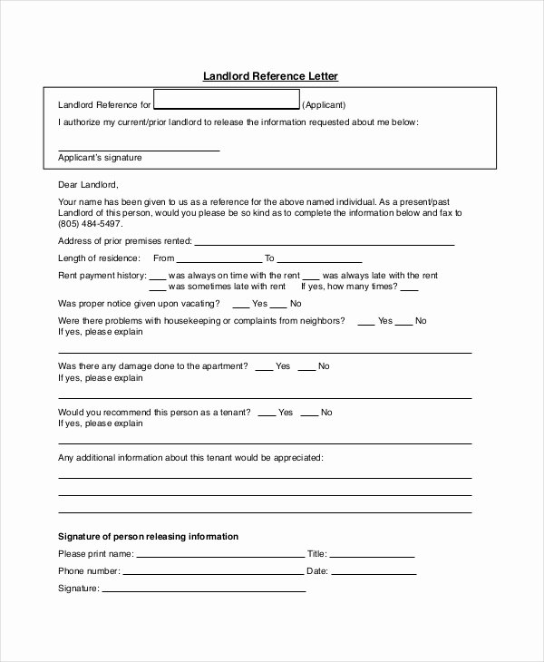 Recommendation Letter From Landlord Elegant 12 Rental Reference Letter Templates Free Sample