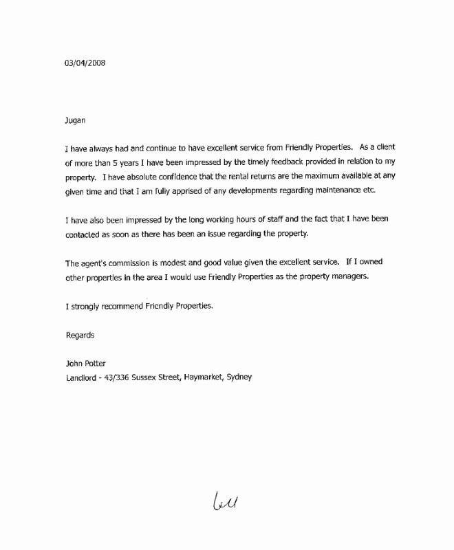 Recommendation Letter From Landlord Elegant Landlord Reference Letter