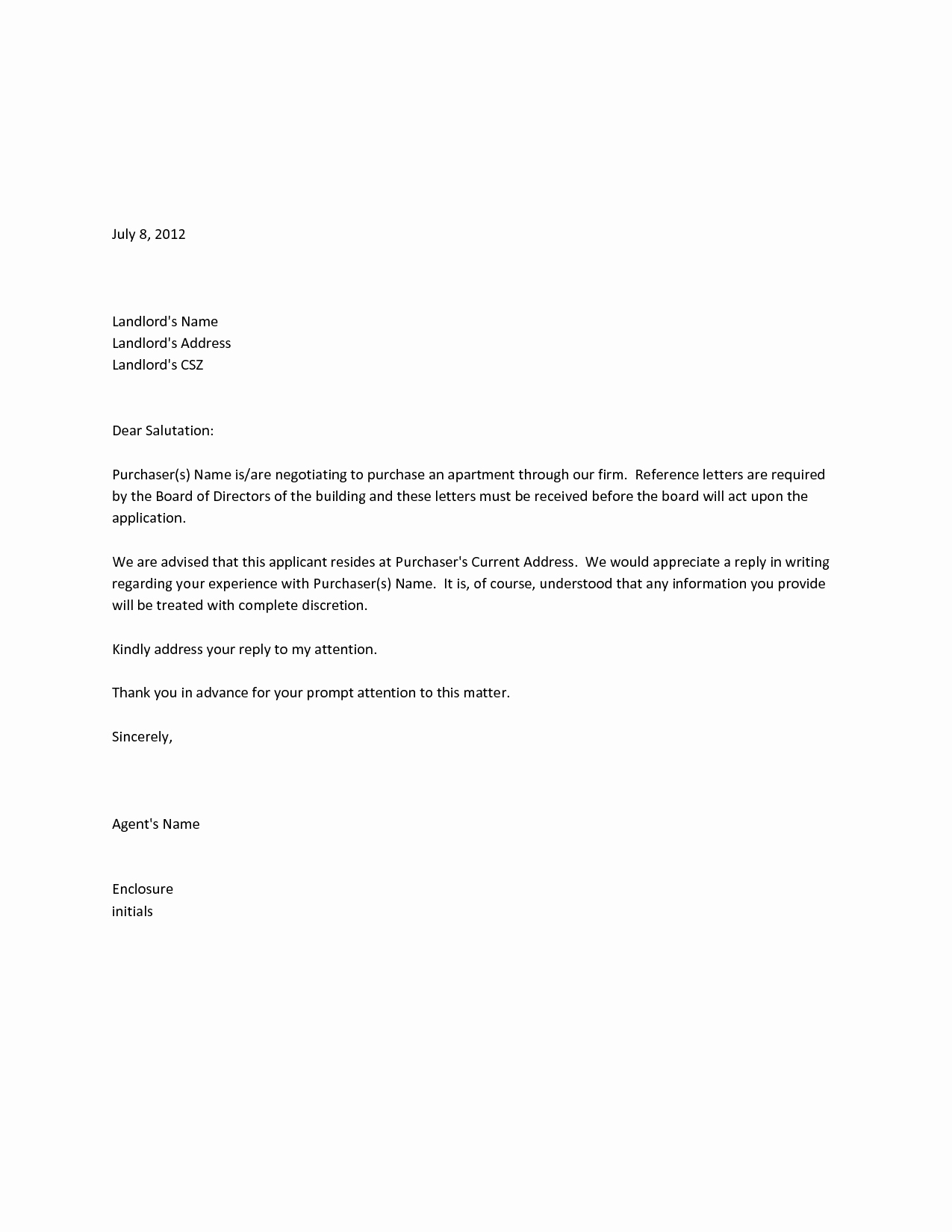 Recommendation Letter From Landlord Elegant Landlord Reference Letter
