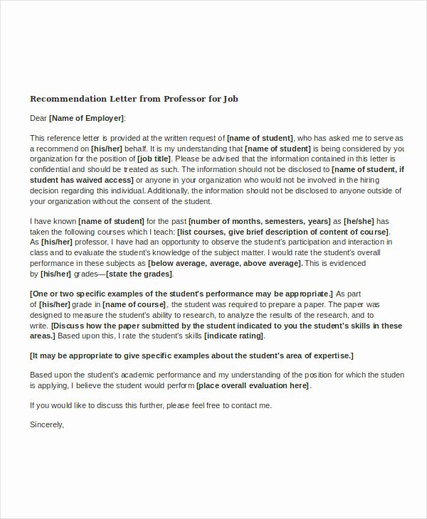 Recommendation Letter From Professor Elegant 37 Simple Re Mendation Letter Template Free Word Pdf