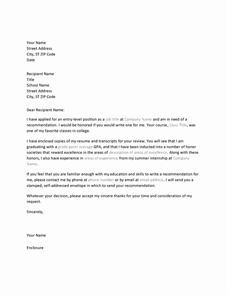 Recommendation Letter From Professor Elegant Letter to Professor Requesting Job Re Mendation