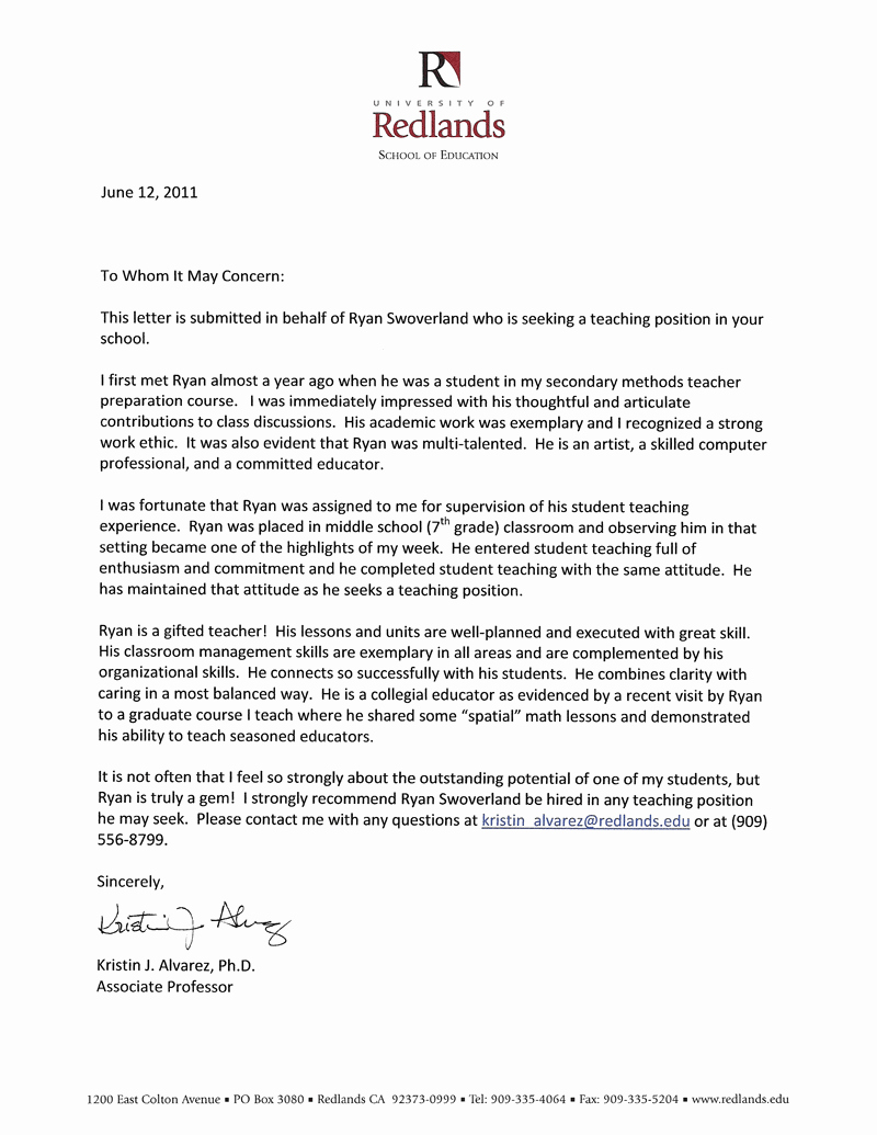 Recommendation Letter From Professor Inspirational 7 Letter Of Re Mendation From College Professor