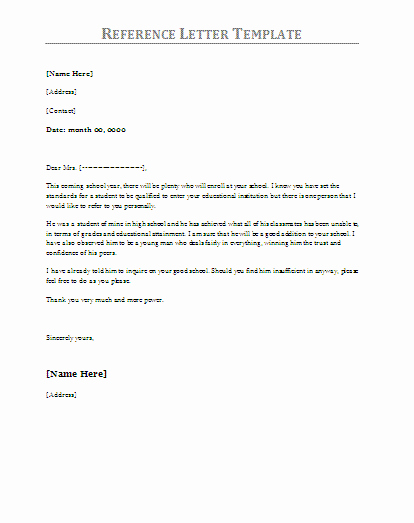 Recommendation Letter Template Word Awesome 10 Reference Letter Samples