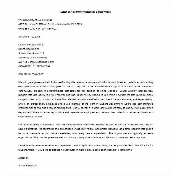 Reference Letter for A Job Awesome 10 Job Re Mendation Letter Templates Doc