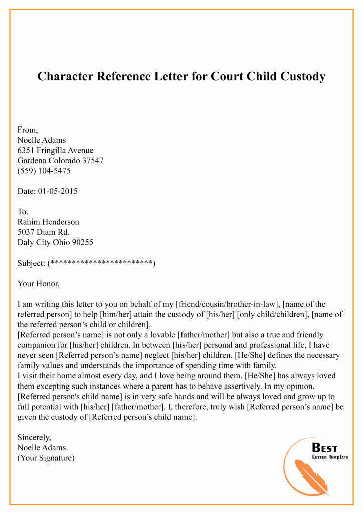 Reference Letter for Court Fresh Character Reference Letter for Court Template – Sample