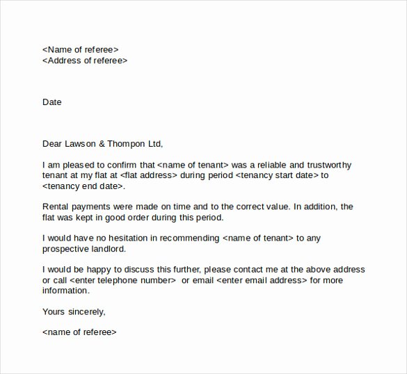 Reference Letter for Renters Awesome Tenant Reference Letter 8 Documents In Pdf Word